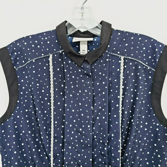 Jason Wu x Target Dress Mini Shift XS Blue Polka Dot Collared Button Front New - Picture 4 of 10